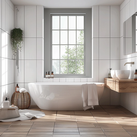 白色浴室矩形瓷砖