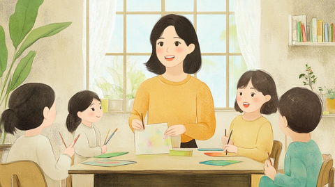 教师指导儿童绘画