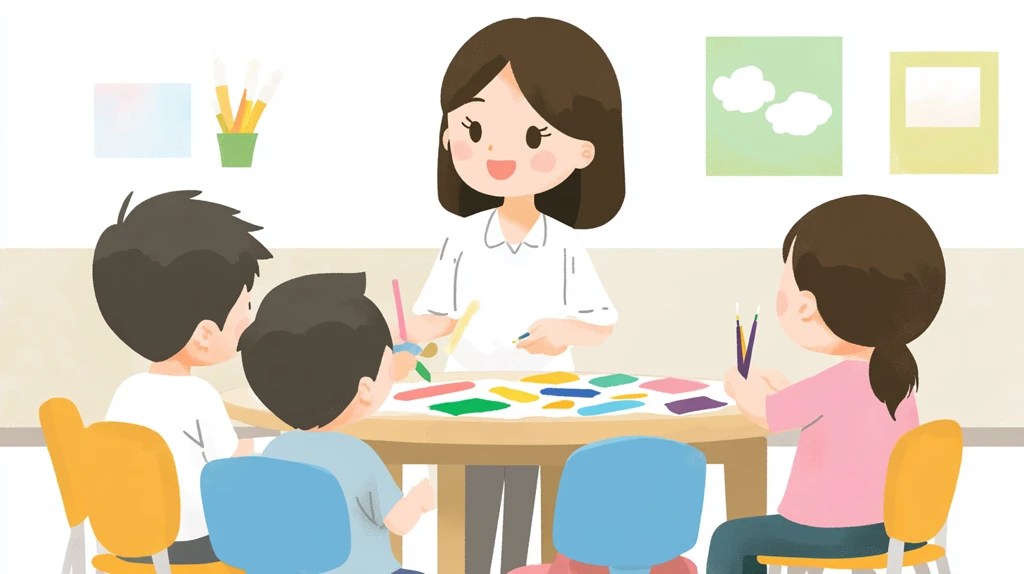 教师指导儿童绘画