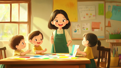 教师指导儿童绘画