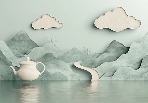 浮空茶壶山水图