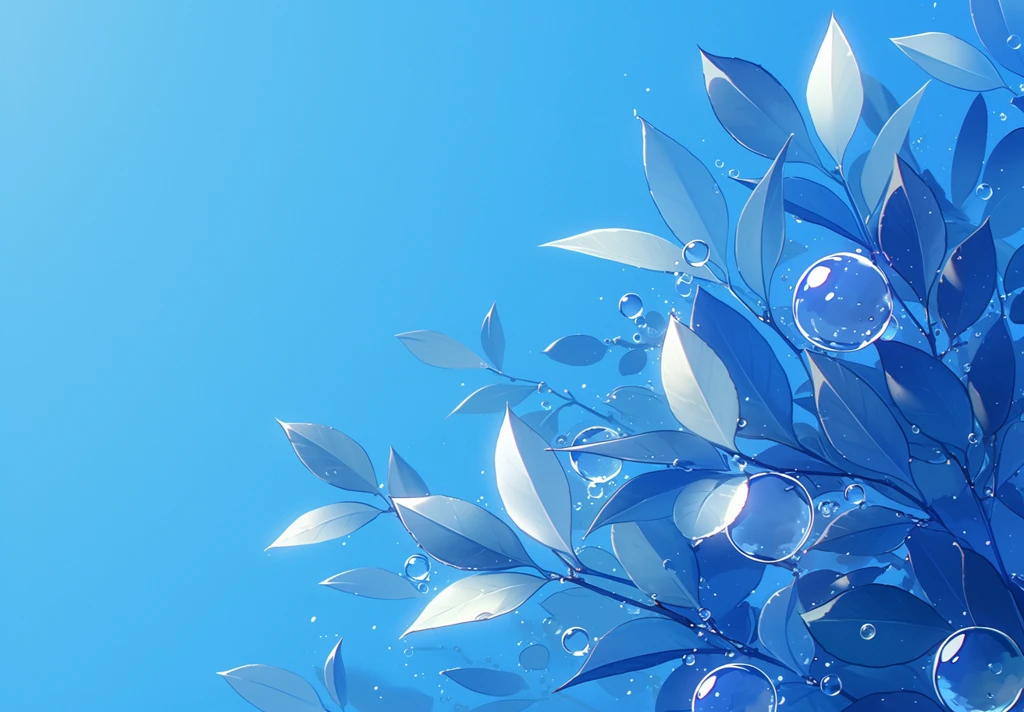 蓝色水滴叶脉图