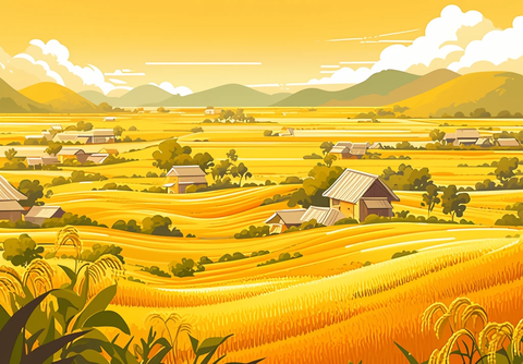 稻田小屋风景图