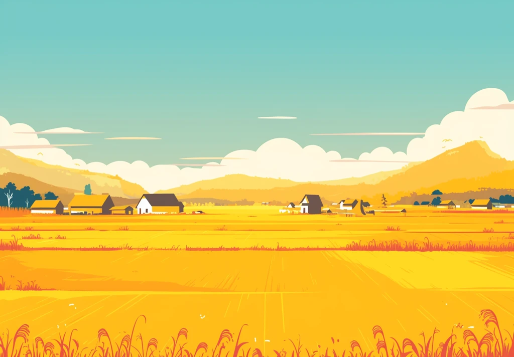 稻田小屋风景图