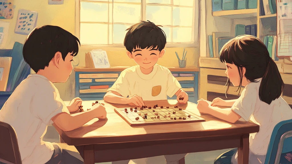 男孩女孩玩围棋