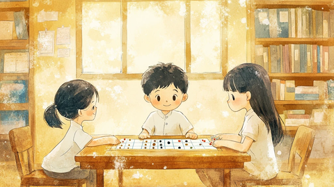 男孩女孩玩围棋