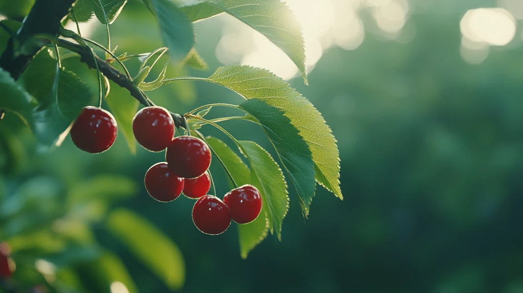 树上成熟的诱人樱桃