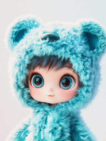 卡通熊耳帽子娃娃