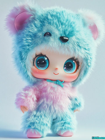 卡通熊耳帽子娃娃