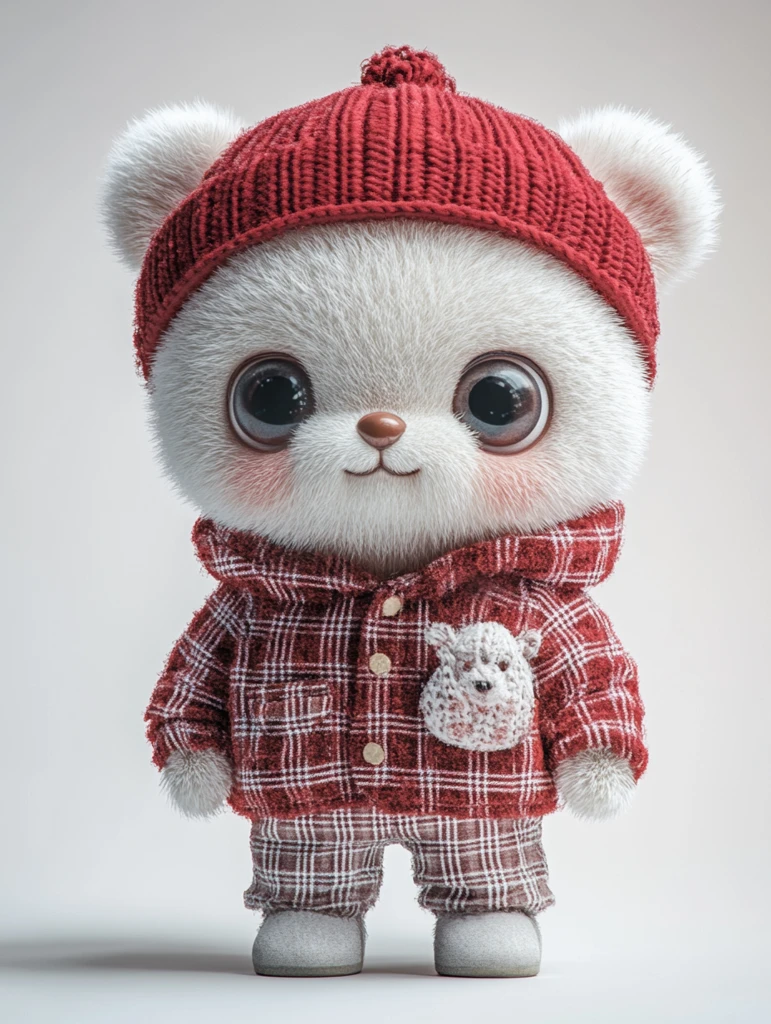 白色小熊戴红帽