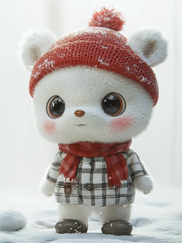 白色小熊戴红帽