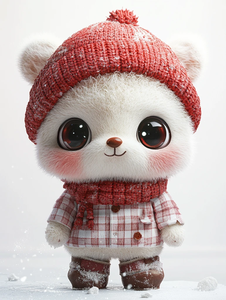 白色小熊戴红帽