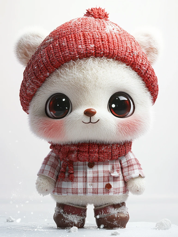 白色小熊戴红帽