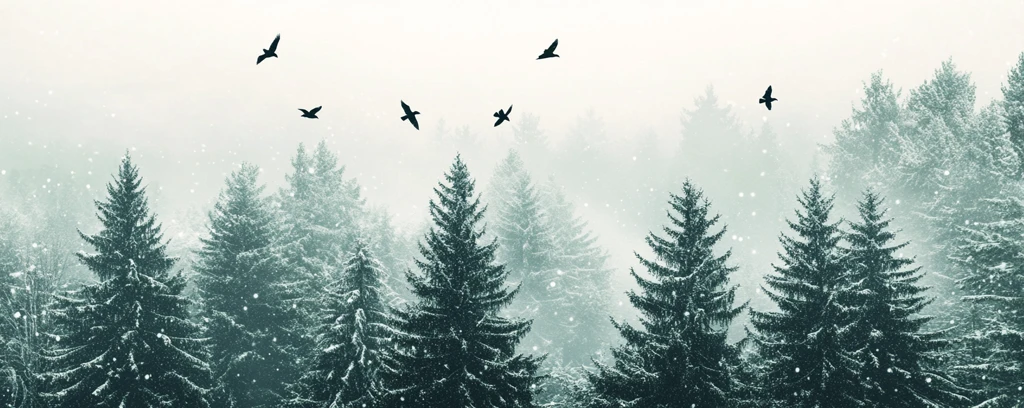 雪松林中的黑鸟