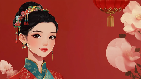 卡通女孩传统服饰