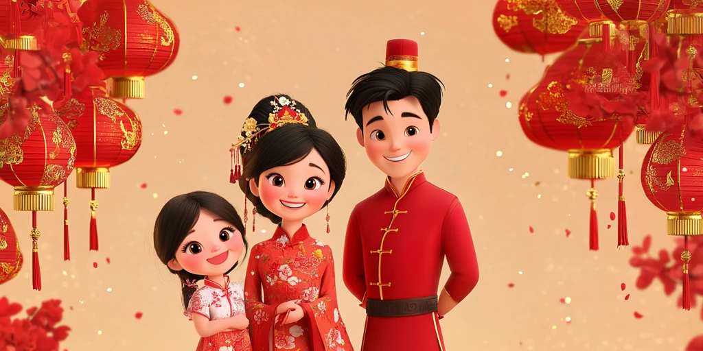 春节传统家庭合照