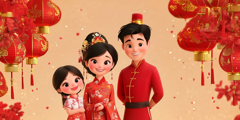 春节传统家庭合照