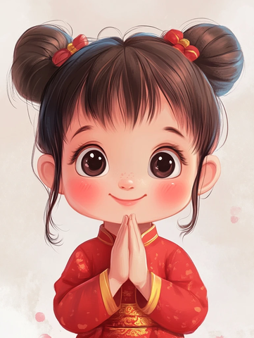 双马尾女孩拜年图