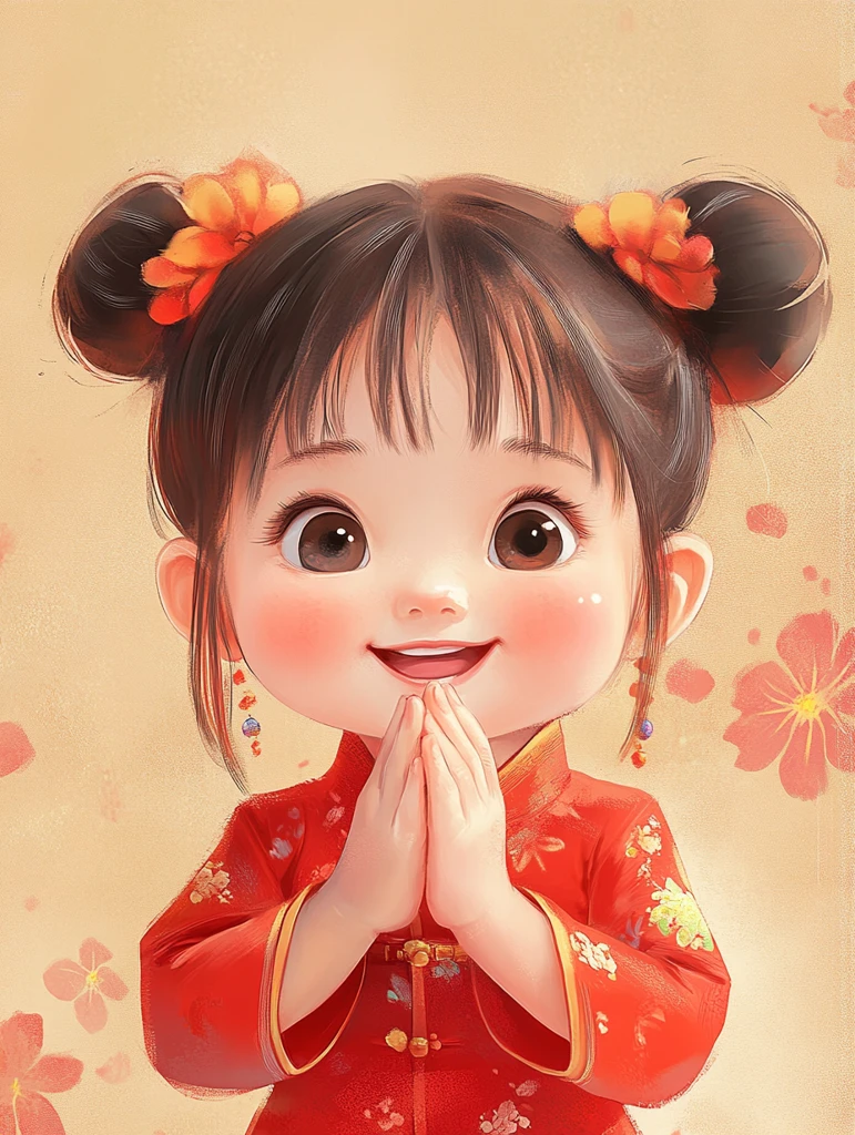 双马尾女孩拜年图