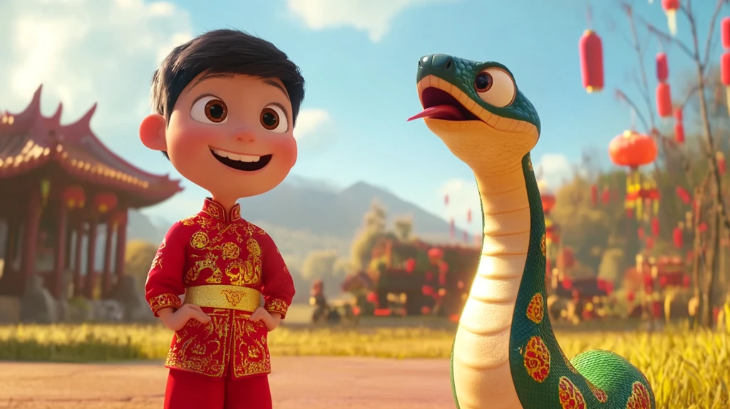 卡通人物庆新年