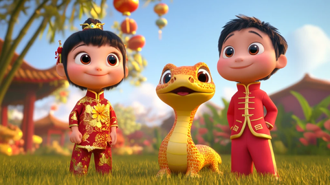 卡通人物庆新年