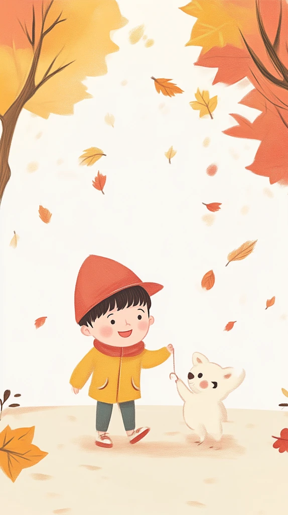 秋日小狗与孩童