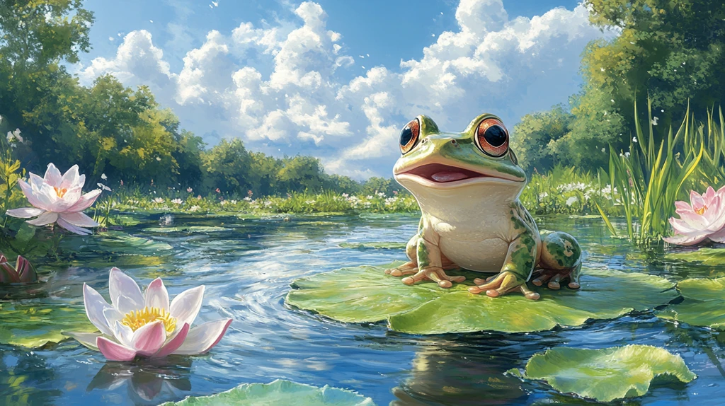 青蛙唱歌在莲叶