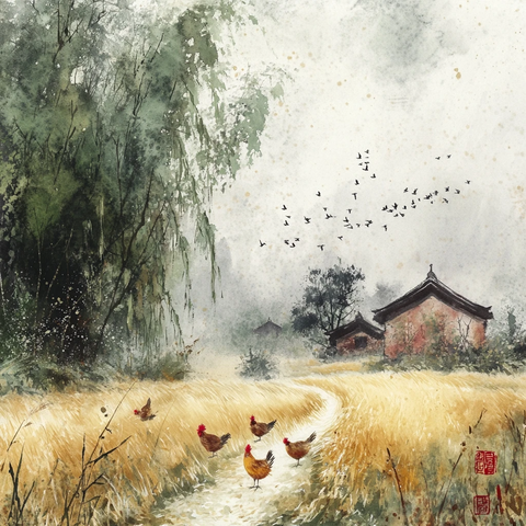 谷雨春雨润粟鸡田