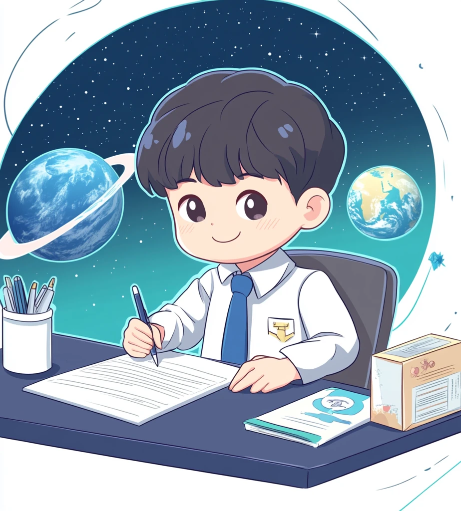 男孩写字的教室