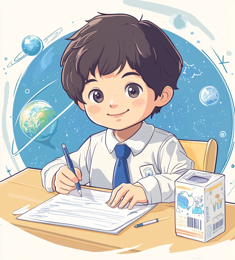 男孩写字的教室