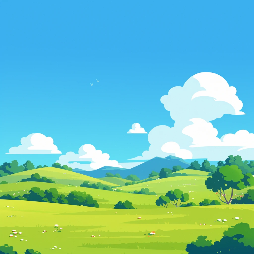 绿色卡通风景背景