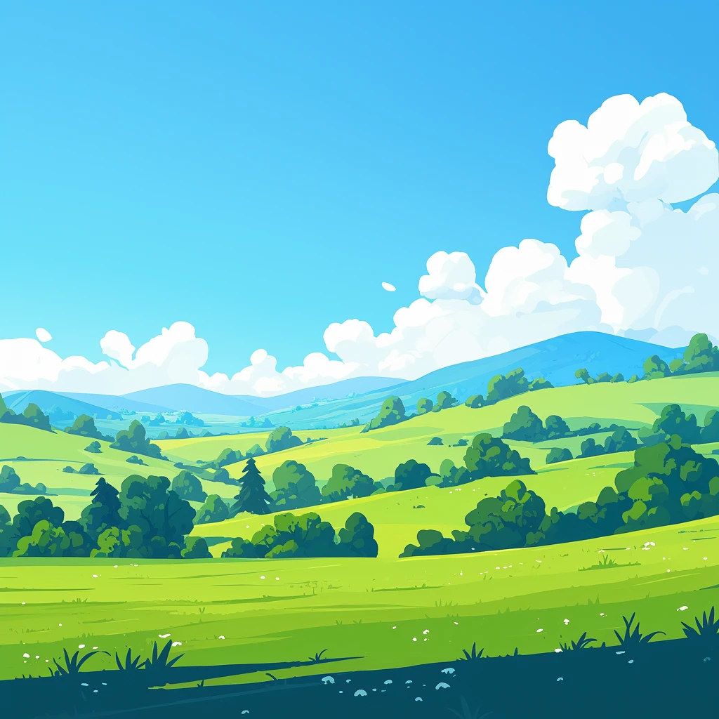 绿色卡通风景背景