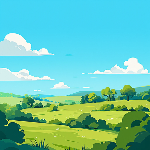 绿色卡通风景背景