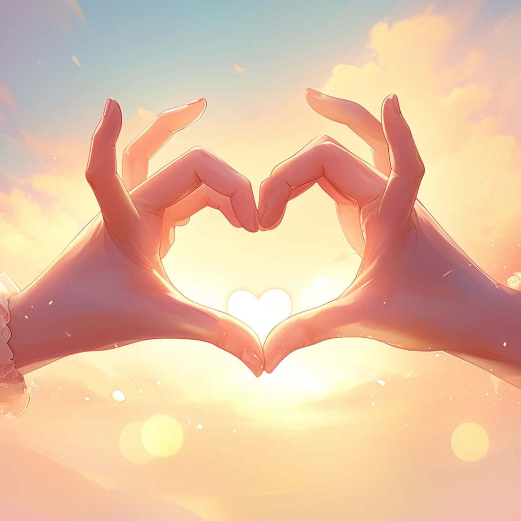 双手心形阳光