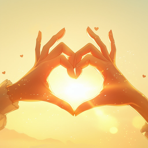 双手心形阳光