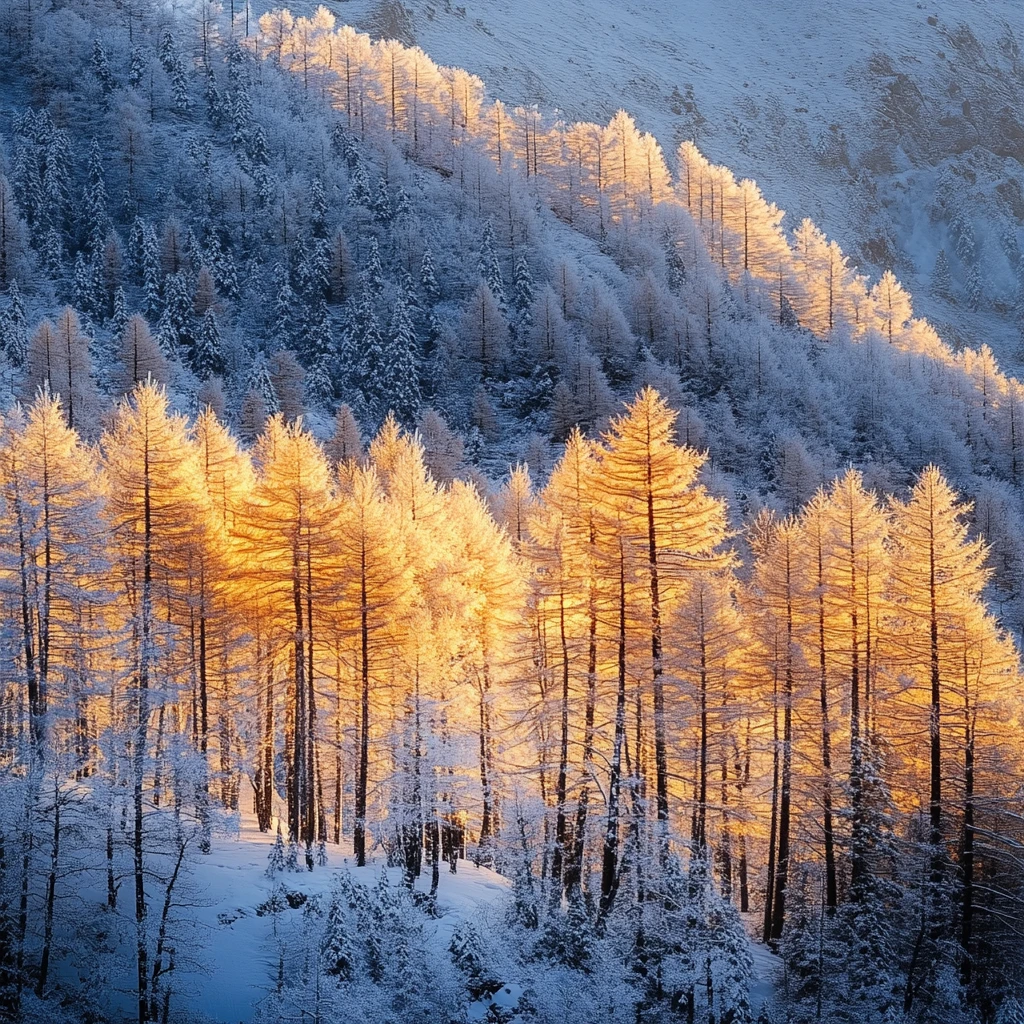 雪树金光照耀