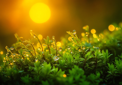 绿苔水滴清晨