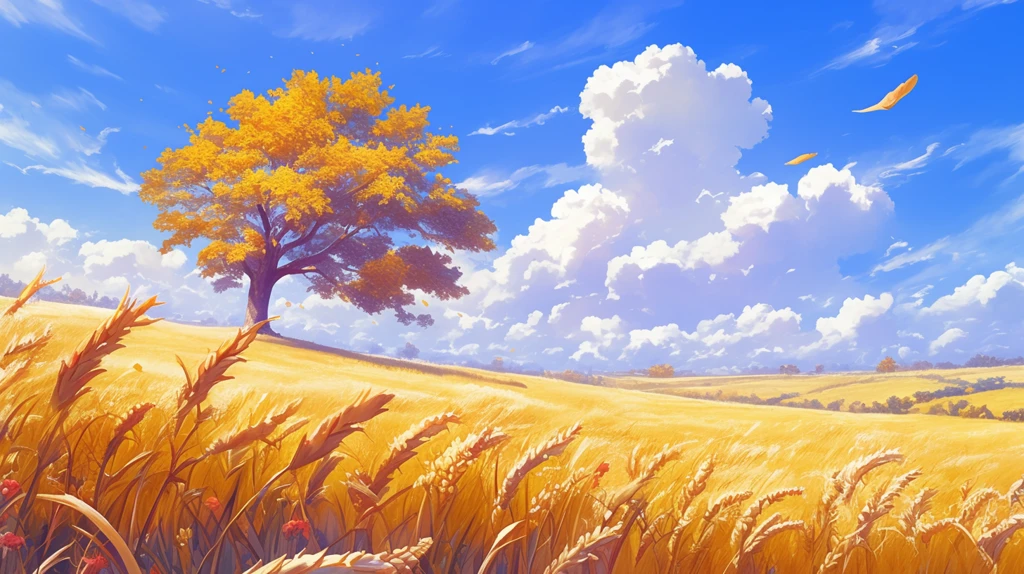 秋树金叶小麦田