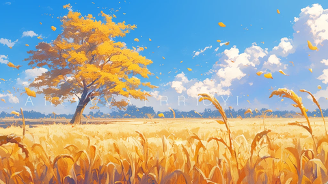 秋树金叶小麦田