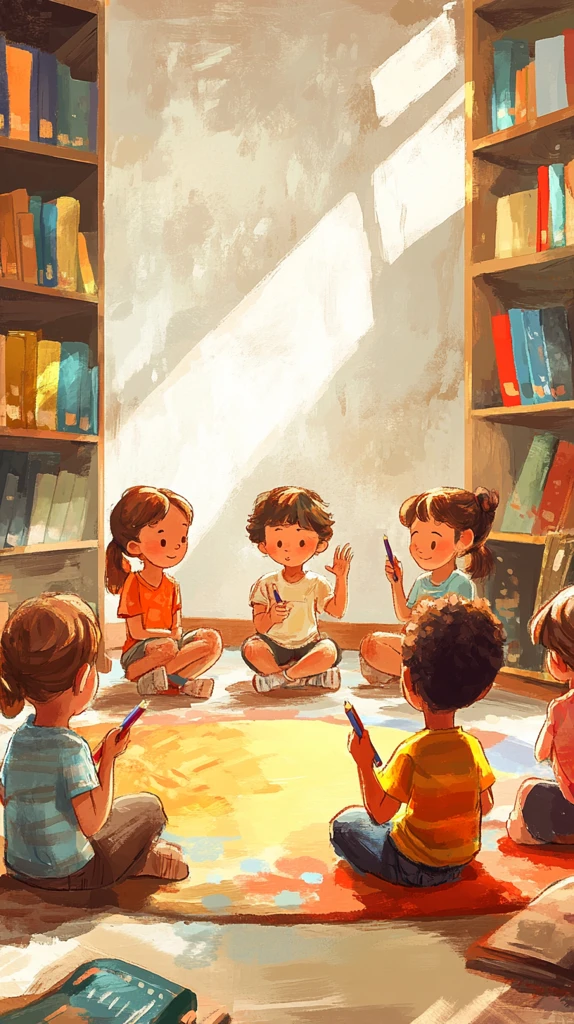 孩子围坐听讲课