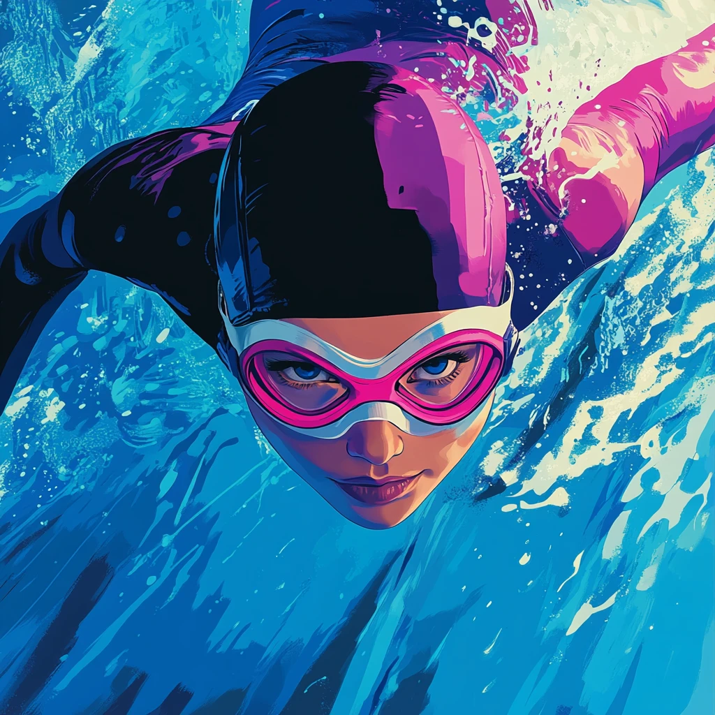 女子泳者漫画插图