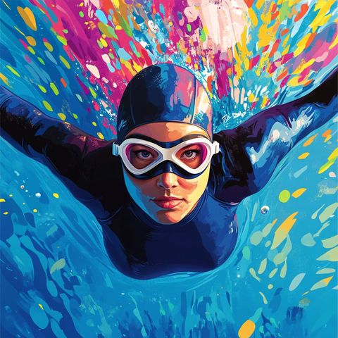 女子泳者漫画插图