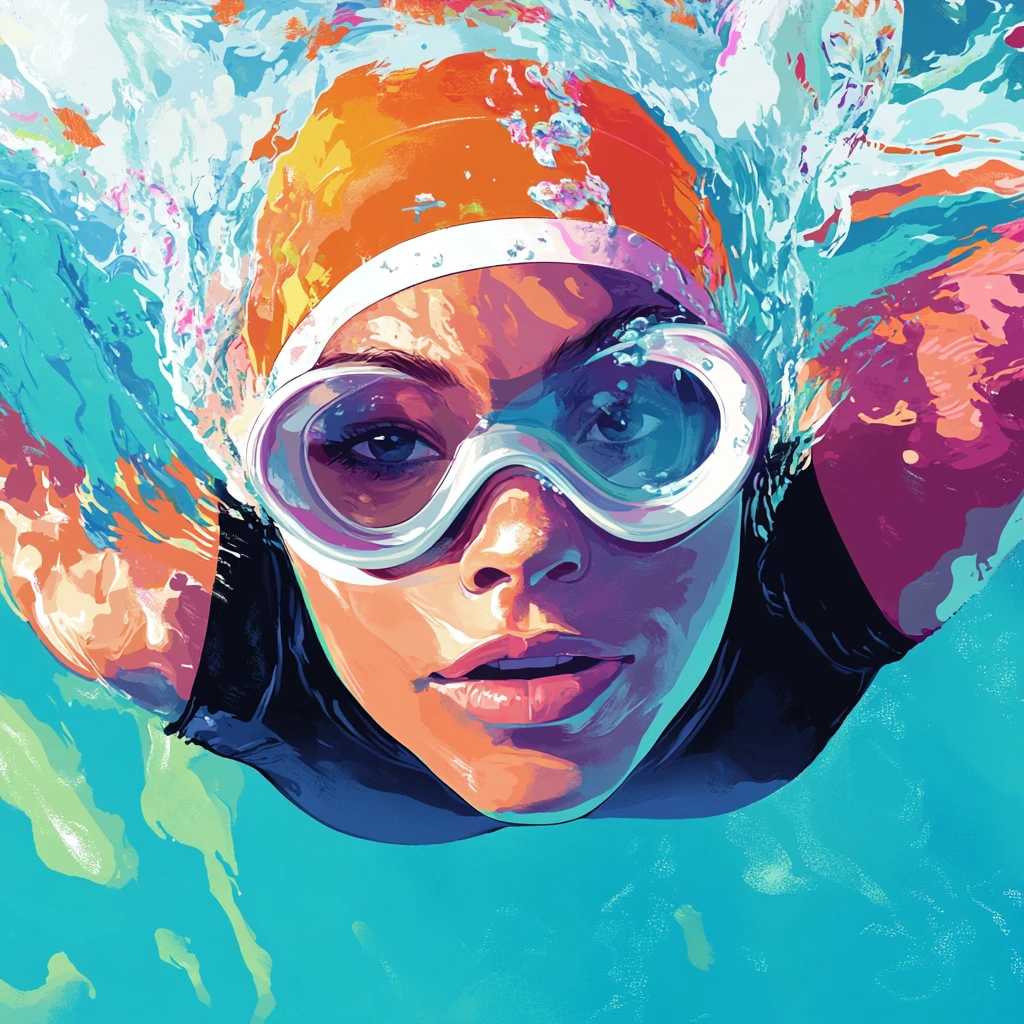 女子游泳漫画插图