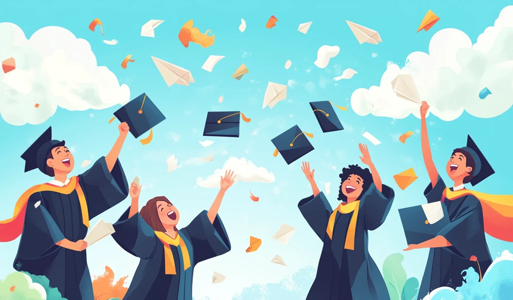 毕业生抛纸飞机