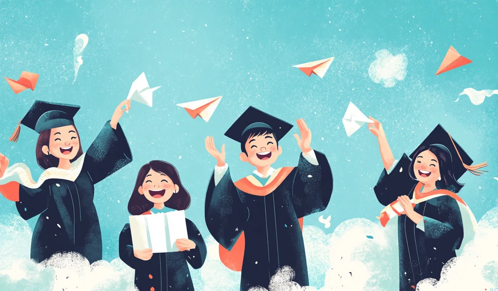 毕业生抛纸飞机