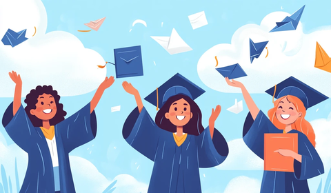 毕业生抛纸飞机