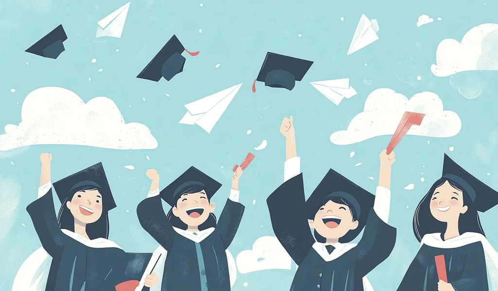 毕业生抛纸飞机