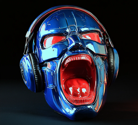 机械头戴耳机怒吼