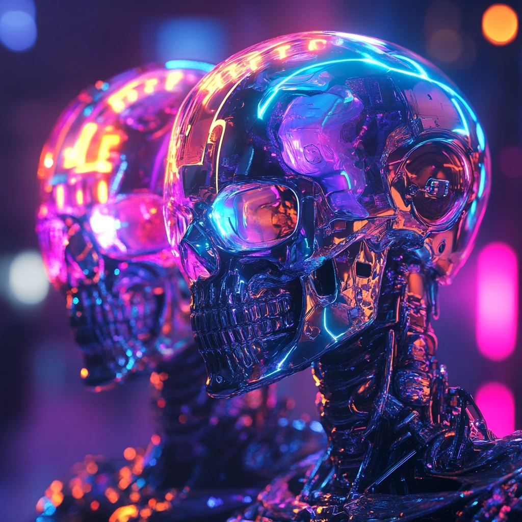 赛博朋克恶魔与骨架