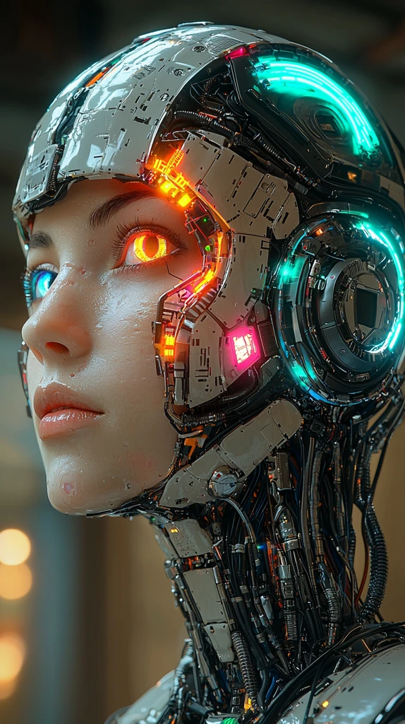 彩虹色赛博格全身照